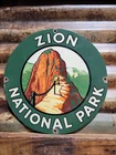 VINTAGE ZION NATIONAL PARK PORCELAIN SIGN RARE OLD UTAH HIKING ANGELS LANDING