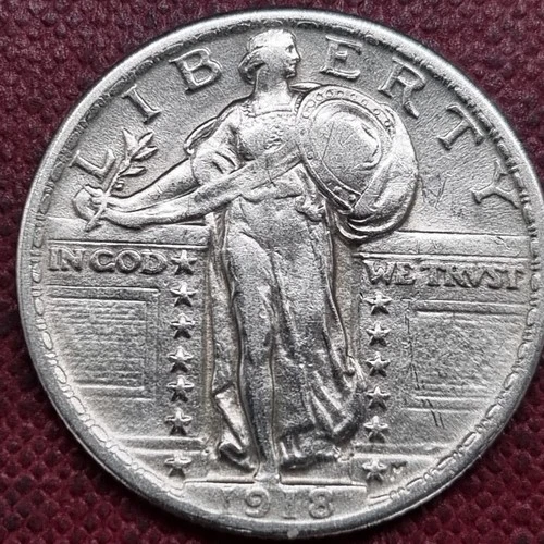 1918 Standing Liberty Quarter 25c AU Almost Uncirculated High Grade #100241
