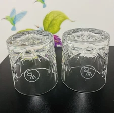 2 GLENCAIRN SCOTLAND CUT CRYSTAL 'WR' DOUBLE OLD FASHION WHISKEY GLASSES NEW