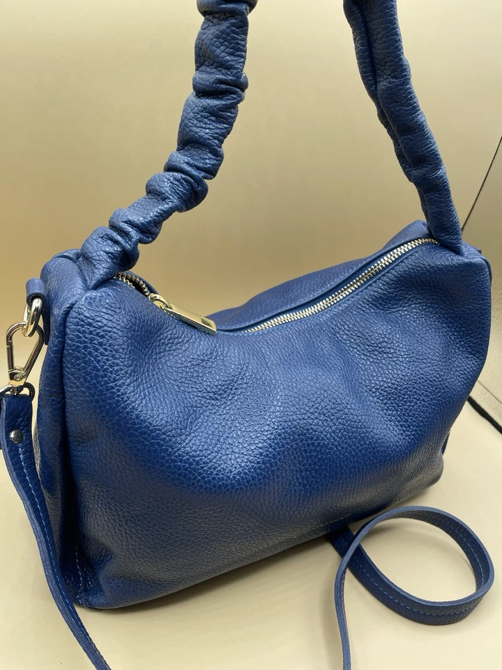 LUANA FERRACUTI 蓝色意大利皮革钱包单肩包 — 第 2/4 张图片