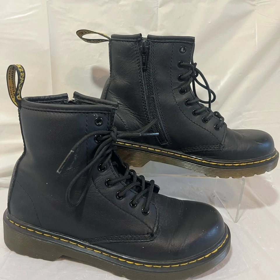 Botas Dr. Martens Junior 1460 Softy T de cuero negro con cordones cremallera lateral niños talla 2 Foto 4 de 4