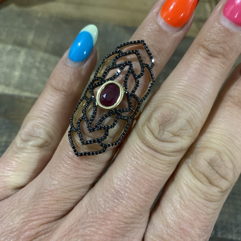 Rarities Carol Brodie Knuckle Ring Black Spinel Ruby 7