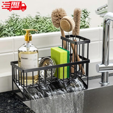 Stainless Steel Kitchen Sink Sponge Organizer Rack with Chopsticks Towel Holder
