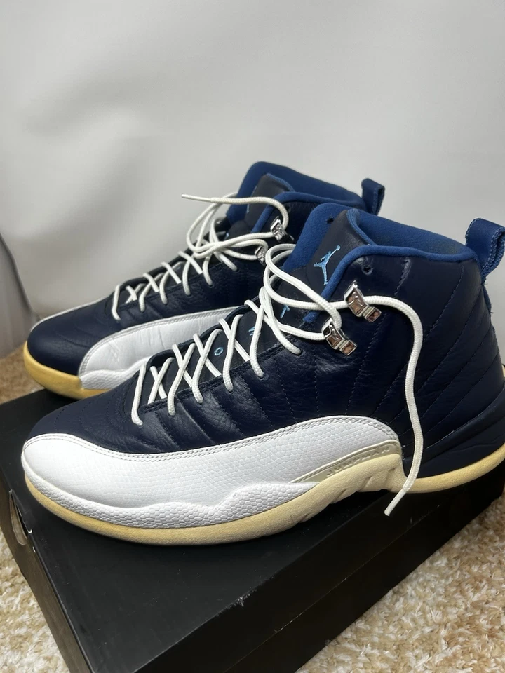 Nike Air Jordan 12 XII Retro 2012, Obsidian 130690-410, Blanco/Azul Hombres Talla 10.5 Foto 2 de 4