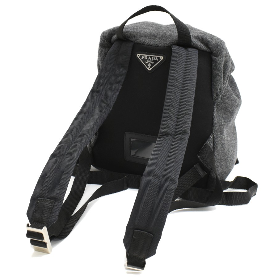 PRADA Mini Backpack V203 FELTRO Wool Gray Triangle Logo Plate PRADA from japan thumbnail 7