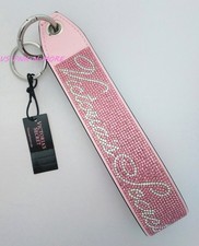 Victoria's Secret VS Bling Rhinestone Wristlet Strap Keychain Pink Script Logo