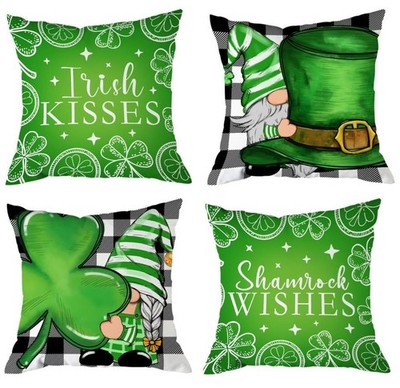 St Patricks Day Pillow Covers 18x18, Shamrock Green St Patricks Day Decorations 