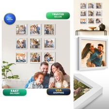 Renditions Gallery Set of 9 12x12 Custom Photo Prints Real Wood White Frame