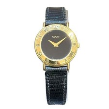 Gucci 3000.2.L Vintage Gold Plated Black Dial Quartz Women's Watch 25mm