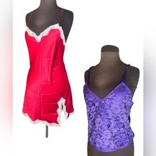 Victorias Secret Slip Dress and Vintage Gold Label Lace Cami Top M Retro Pinup