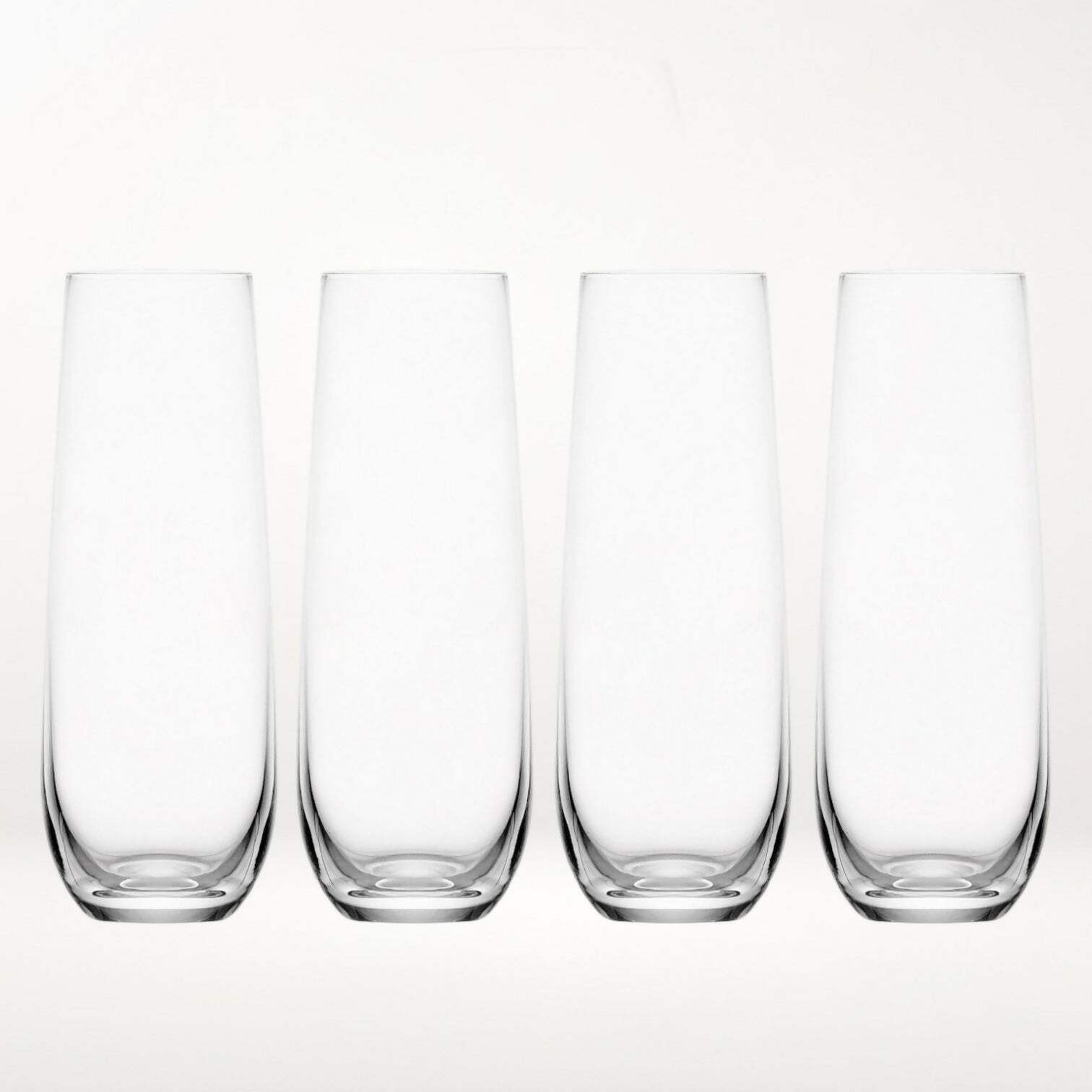 Modern Clear Tapered Champagne Flutes | Set of 4 | Excellent Condition