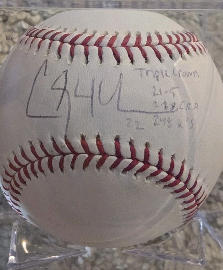 Clayton Kershaw Autographed Signed Los Angeles Dodgers Baseball W/ Triple Crown Inscription Tristar... 