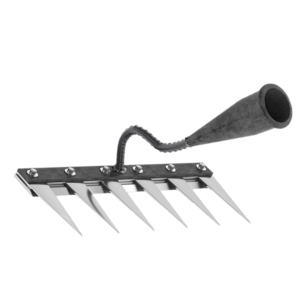 6 Teeth Carbon Steel Garden Weeding Rake, Garden Rakes Metal Heavy Duty