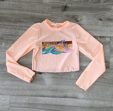 Cat  Jack Girls 'Sunny State Of Mind' Rash Guard Swim Top Crop Long Sleeve 7/8