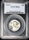 1944-S Washington Silver Quarter 25c PCGS MS66