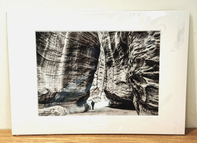 Gorge leading to the ''Hidden city of Petra'', Jordan.   A4 Print in A3 Mount