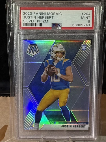 2020 Panini Mosaic - Rookies Justin Herbert #204 (RC) Mosaic Silver Prizm PSA 9