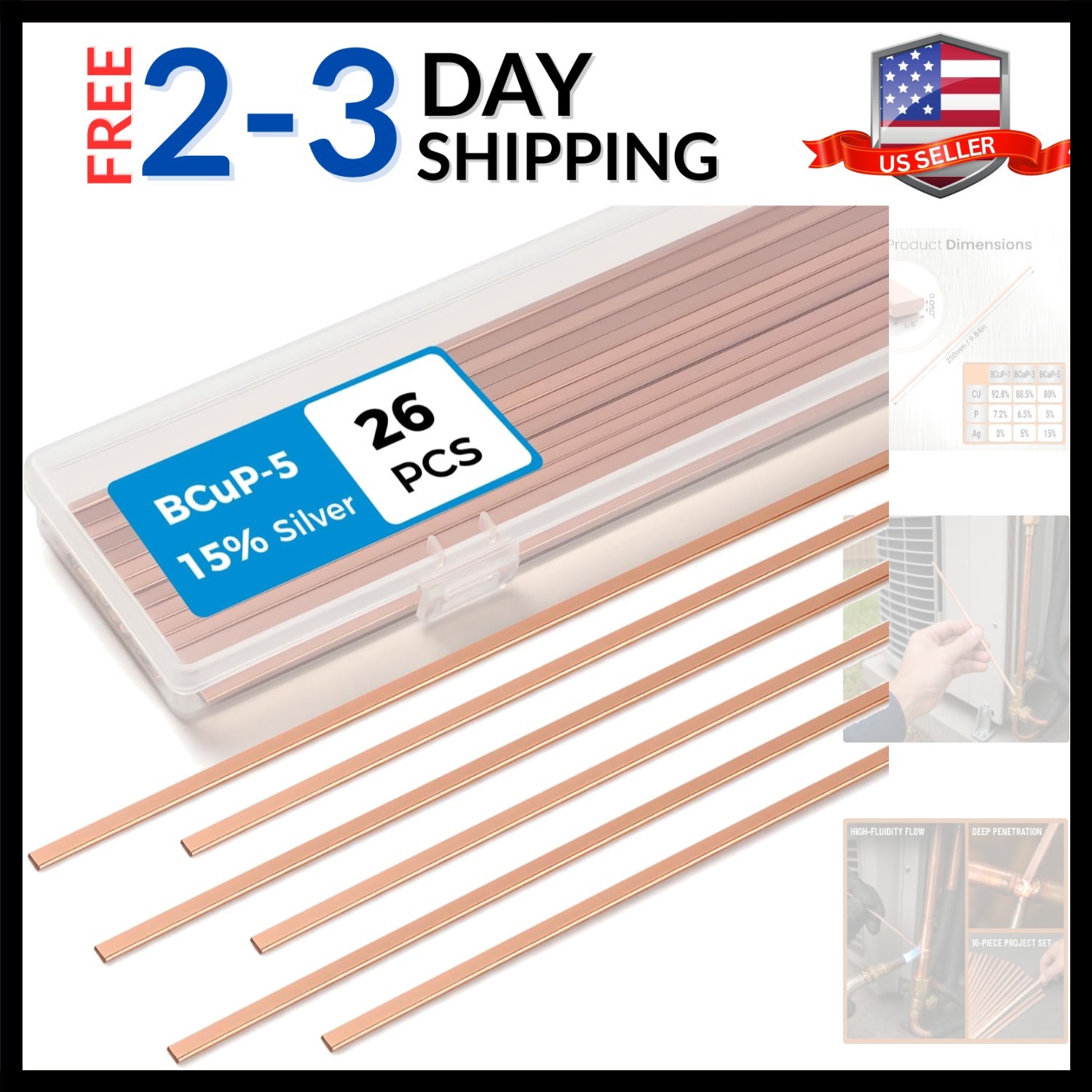15% Silver Brazing Rods - AWS Certified, Flat Profile Filler Metal for HVAC
