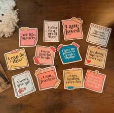 12pc Positive Affirmation Sticker Set - Retro Aesthetic Mental Health Decals