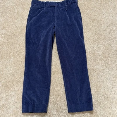 House Of Bruar Corduroy Pants Mens 34x26 Navy Blue Scotland Pleated Cotton - Photo 1/4