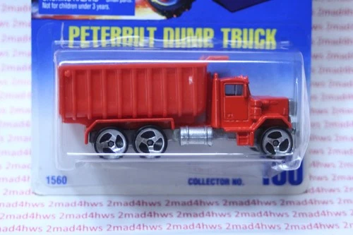 VINTAGE 1998 Hot Wheels red PETERBILT DUMP TRUCK #100 metal base 3sp