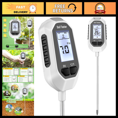 4-in-1 Soil Moisture Meter & pH Tester, Digital Plant Temperature & Light Sensor