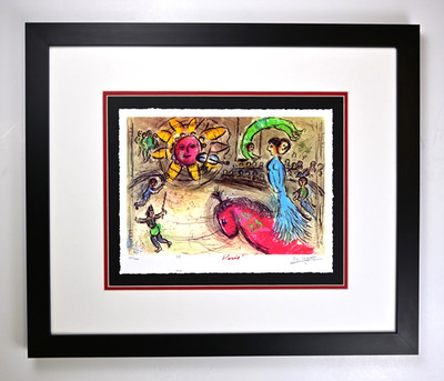 ''Soleil au cheval rouge'' by Marc Chagall, Framed Art
