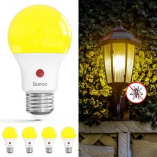 Sunco Yellow Light Bulbs Outdoor A19, LED Bug Lights for Outside Dusk to Dawn...