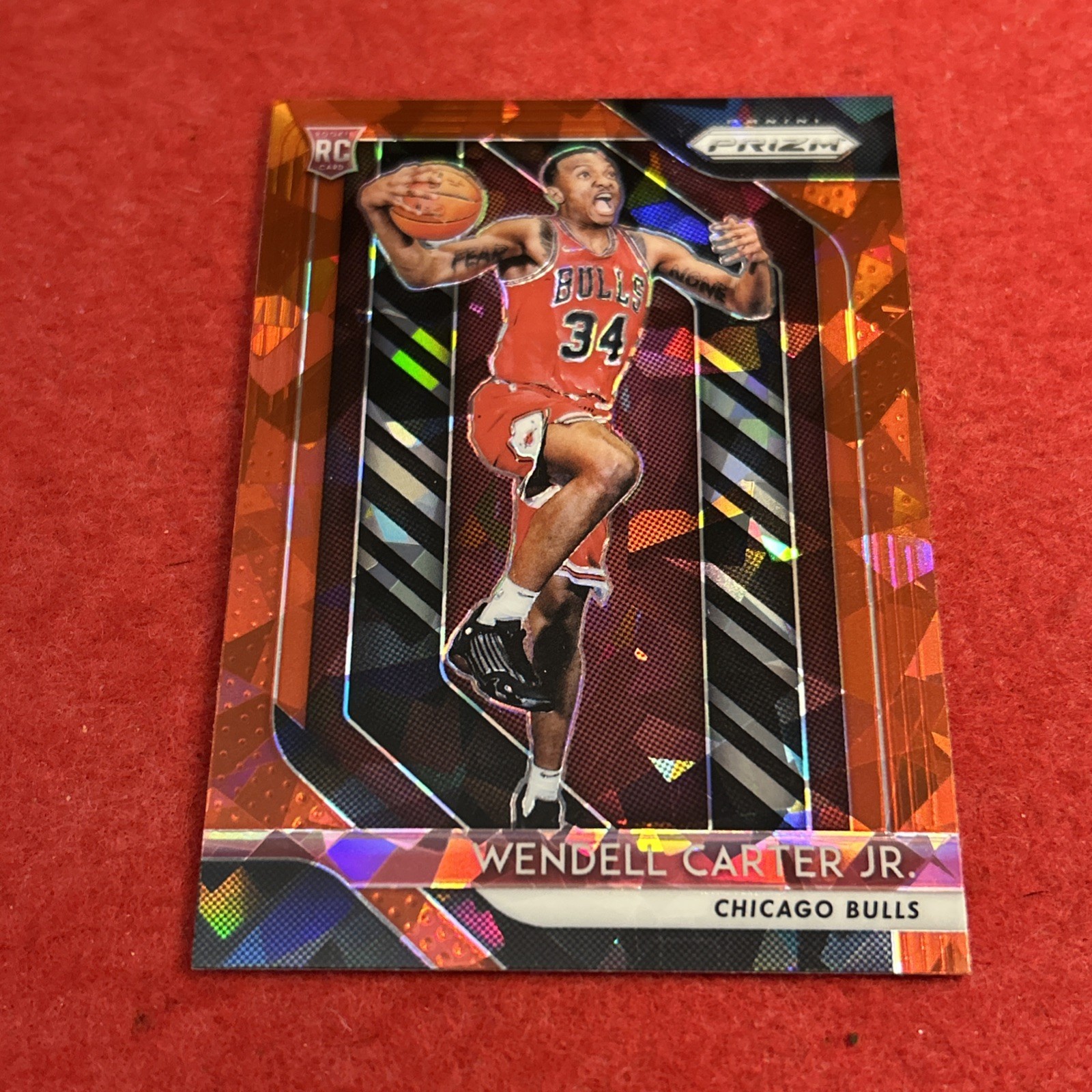 2018–19 Panini Prizm Wendell Carter Jr. #80 (RC) Red Cracked Ice Rookie Card