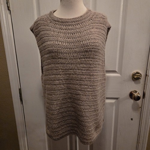 Eileen Fisher Tunika Pullover Weste Häkel Häkel Peruan Alpaka Beige Small - Bild 2 von 11