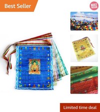 Sacred Symbols Tibetan Prayer Flags &ndash; 10 Satin Flags for Indoor & Outdoor Use