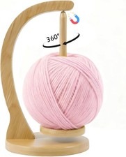 Yarn Holder for Crocheting and Knitting, Wooden Yarn Spinner with Magnetic Rotat