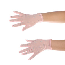 Professional Figure Skating Gloves with High-Elastic Mesh and Rhinestones
