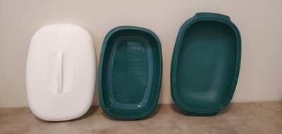 Vintage Tupperware 1273-5 Oval Microwave 6 cup Steamer Serve & Store,Green