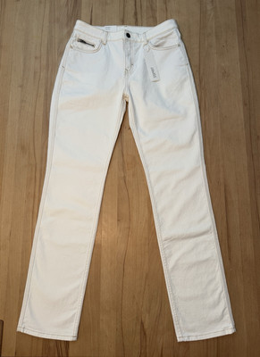 Neu Esprit Damen Stretch Straight Jeans Hose High Rise Gr. W30 L32 Weiß