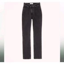 Abercrombie 90s Slim Straight Ultra High Rise Jeans – Black, 34/18L