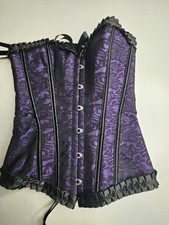 Women Overbust Corset Burlesque Top Lace Up Costume Shaper Small Purple