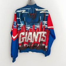 Vintage New York Giants Chalk Line Fanimation Satin Bomber Jacket Large 90s NFL