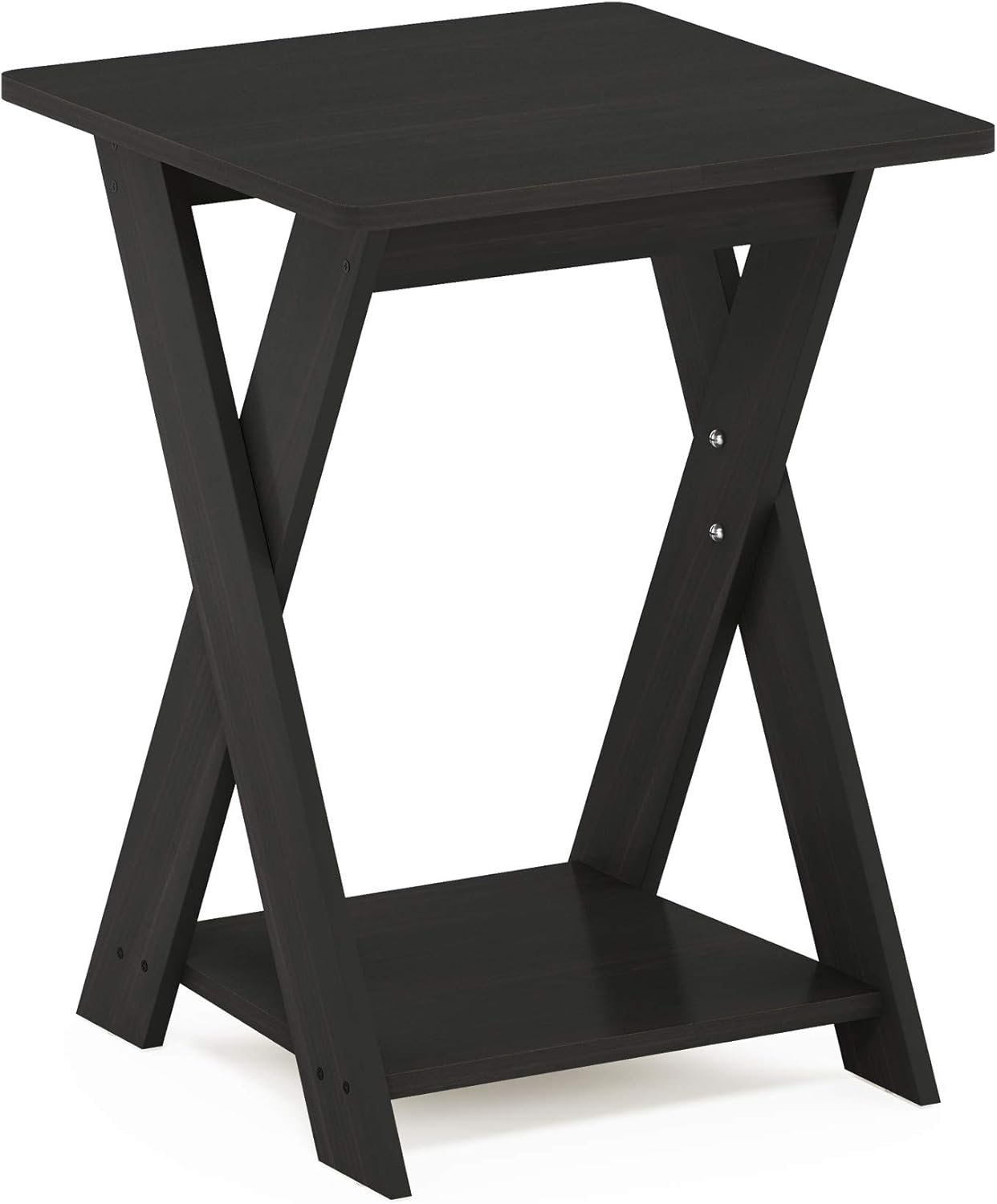 Contemporary 2-Tier Side Table with Open Shelf and X-Leg Design ...