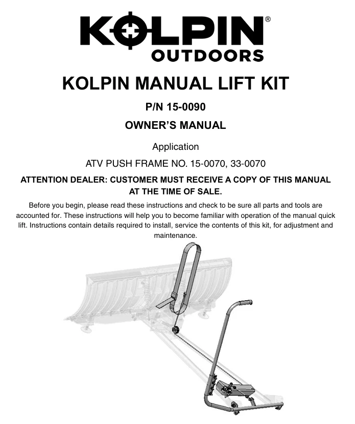 Cycle Country - 15-0090 - Hoja de arado elevación manual Foto 2 de 2