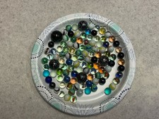 Mixed Assorted Lot Of Vintage Glass Marbles Shooters - 1.5lbs - Swirls