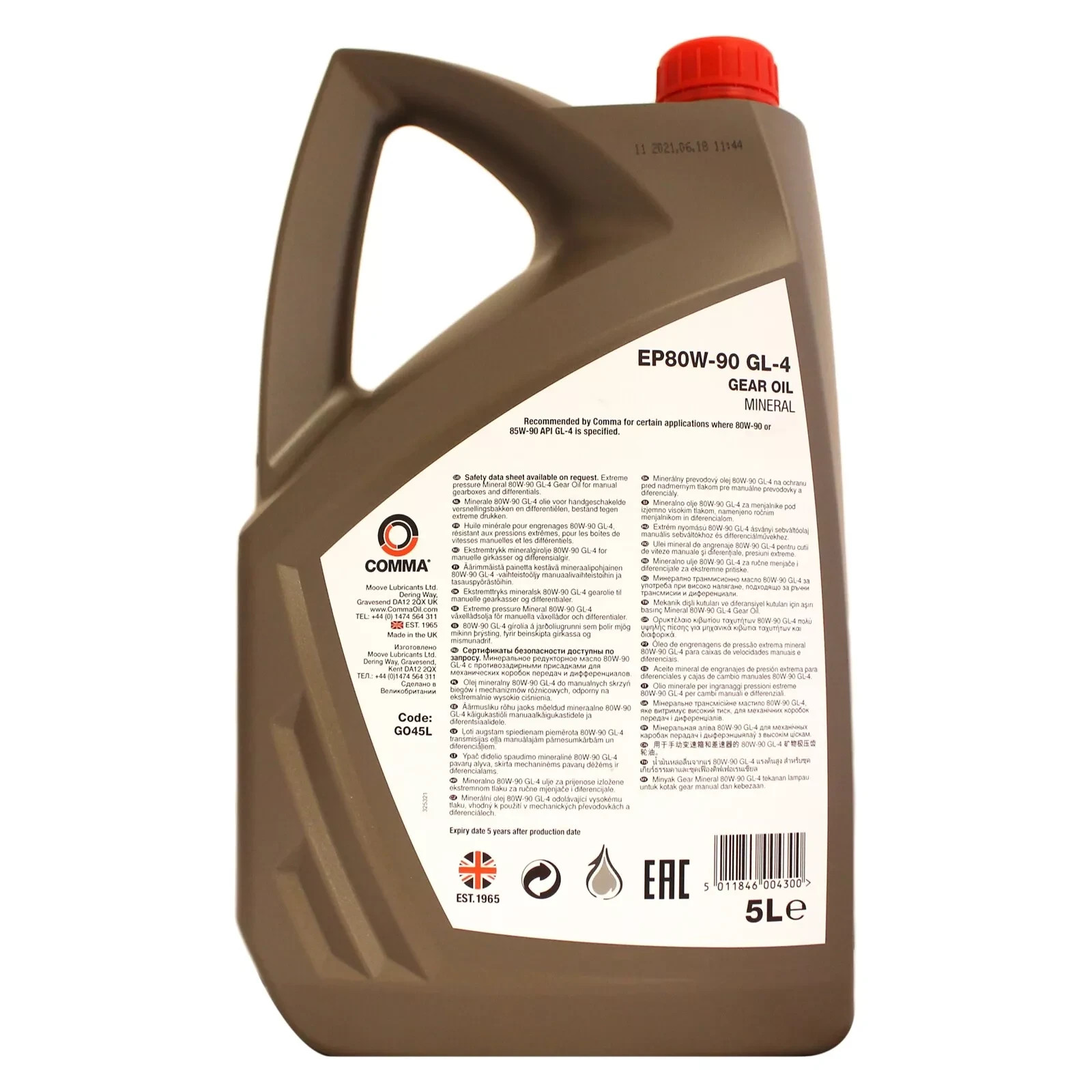 2x Comma EP 80w-90 80w90 GL-4 Mineral Manual Gear Transmission Oil - 5L GO45L