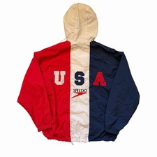 Vintage Speedo USA Swimming Olympics Windbreaker Nylon Color Blocking Size L/XL