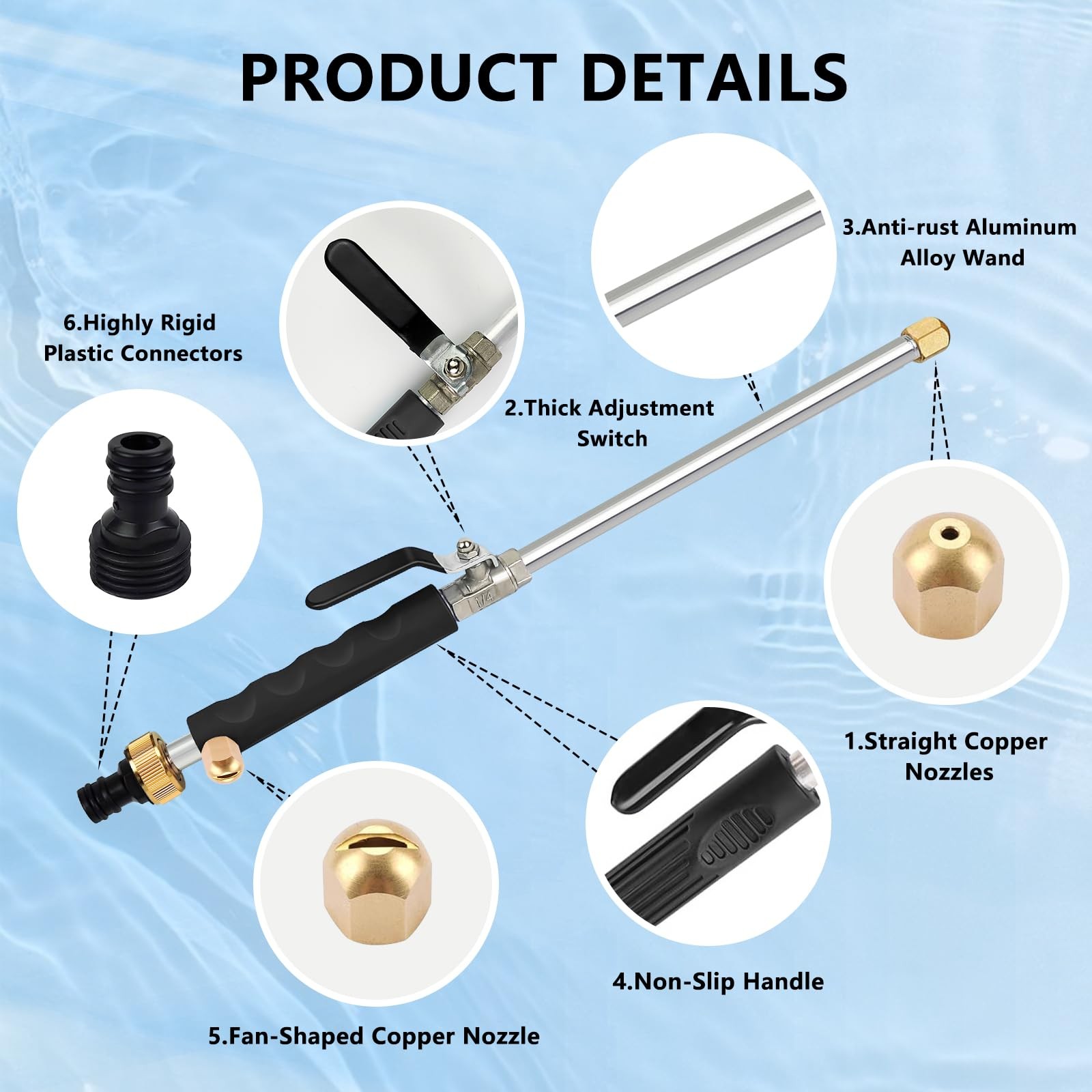 Jet Nozzle 18" High Pressure Hose Power Washer House Car Quick Connect W Glove