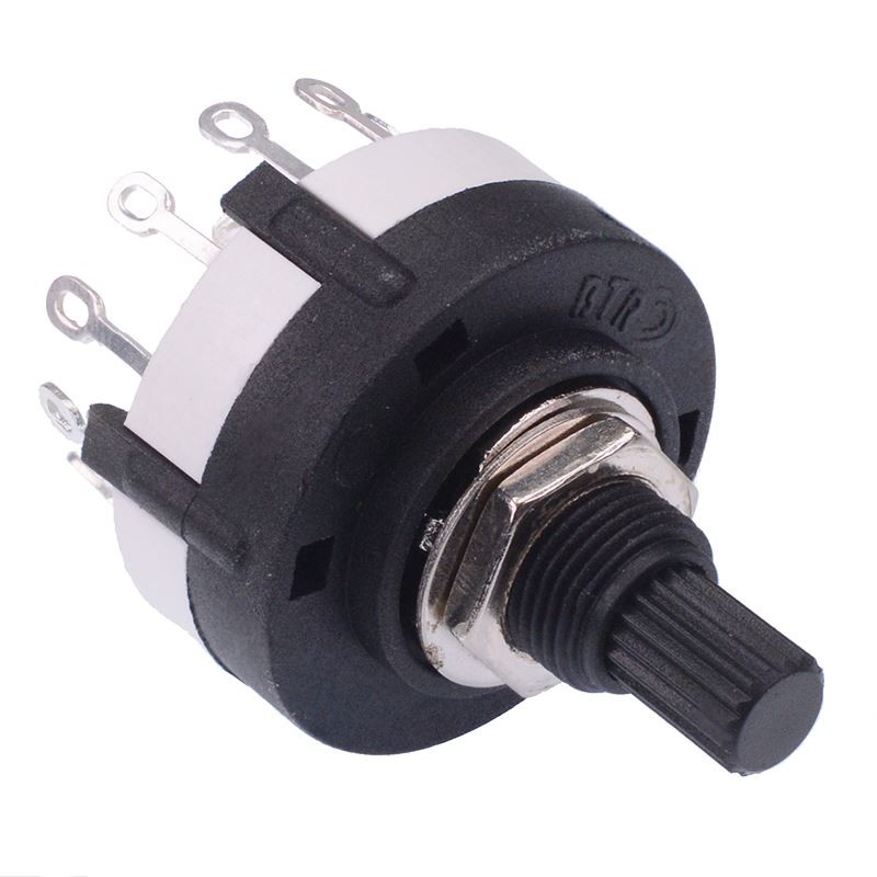 4 Pole 3 Way Rotary Switch Splined Shaft Solder Terminals