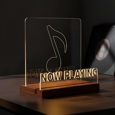 Now Playing Vinyl Record Stand, Wooden LED Vinyl Album Display Standard
