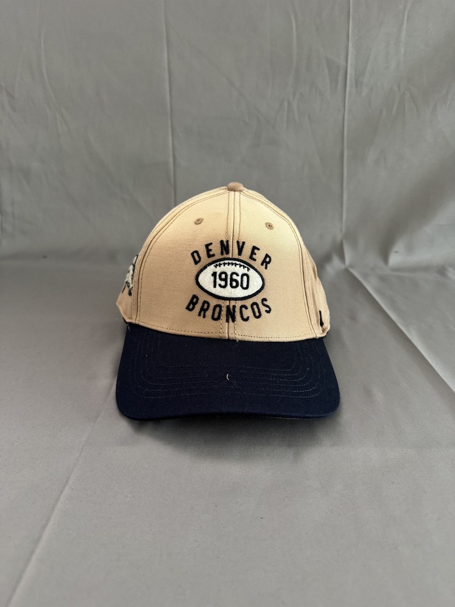 '47 Brand Denver Broncos NFL Tan Navy Strapback Hat Football Graphic C