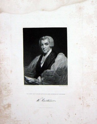 Original alter antiker Druck um 1840 Erzbischof Canterbury Portrait William Rowley