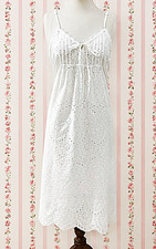 SoieRose White Eyelet 100 Cotton Victorian Spaghetti Strap Nightgown - SR-1341