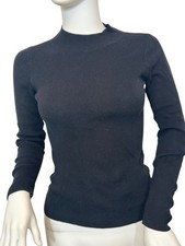 Express Women  s Mock Neck Sweater Black S Long Sleeve Pullover Fitted Ribbed